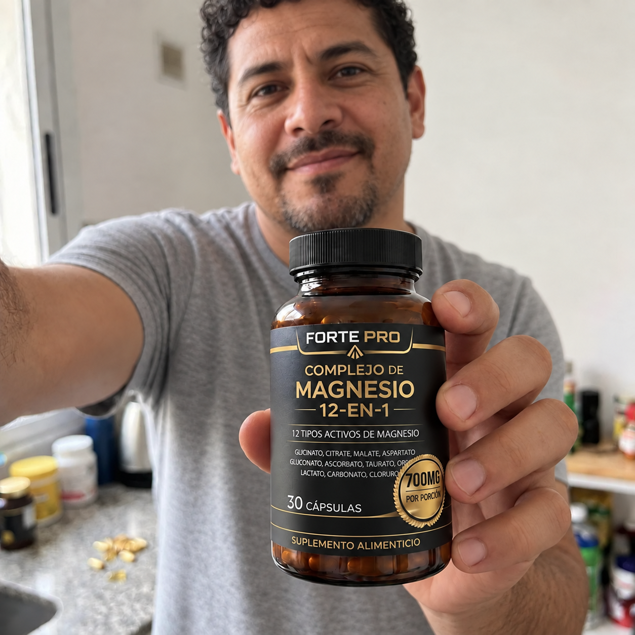 Hombre con un envase de FortePro